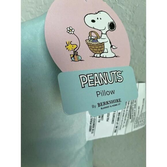 PEANUTS SNOOPY EASTER Throw Pillow 21" Decorative Pastel Blue Bunny Soft NWT - Picture 2 of 8